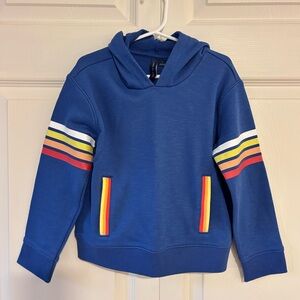 Janie and Jack Kids Blue Hoodie with Rainbow Stripe Accents Sz 5